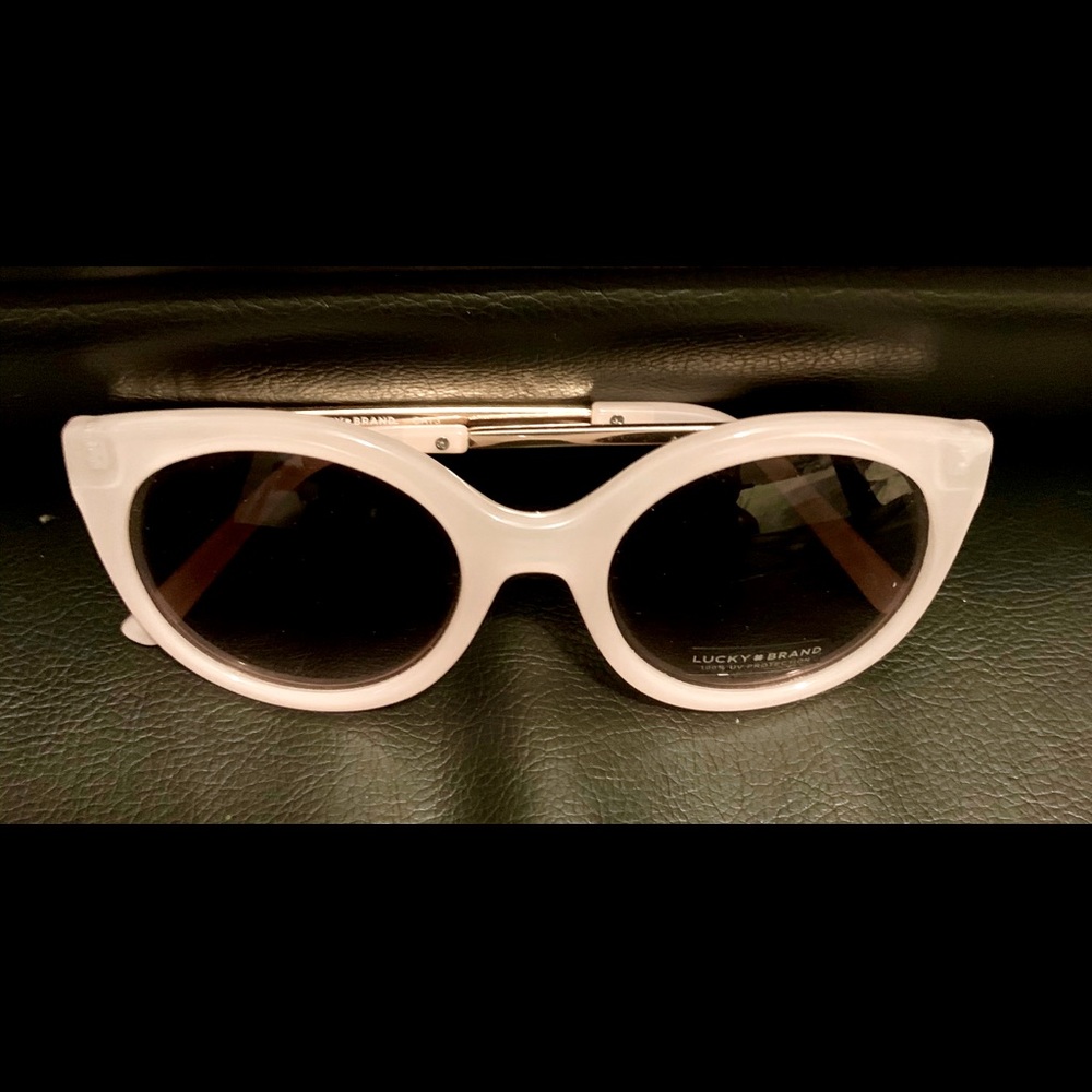 Lucky Brand White Round Cat-Eye Sunglasses